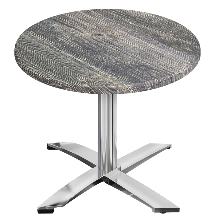 WTG | 31257 | Ø:Al 60 x 75,5 cm | Pino rústico / aluminio | Redondo | Plegable + peso adicional