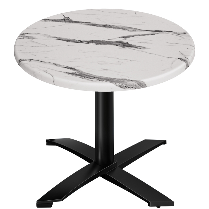 WTG | Bistro Außen Tisch | Ø:H 60 x 75,5 cm | Weiß Marmor / Schwarz | Rund | Zusatzgewicht