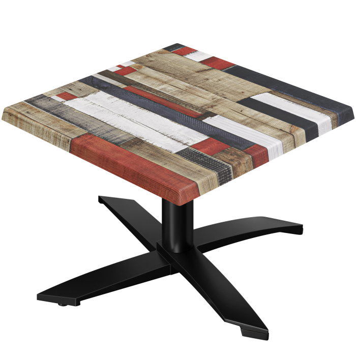 WTG | Werzalit Loungetafel | B: T: H:  60 x 60 x 37 cm | Vintage Gekleurd / Zwart | Opvouwbaar | Extra gewicht