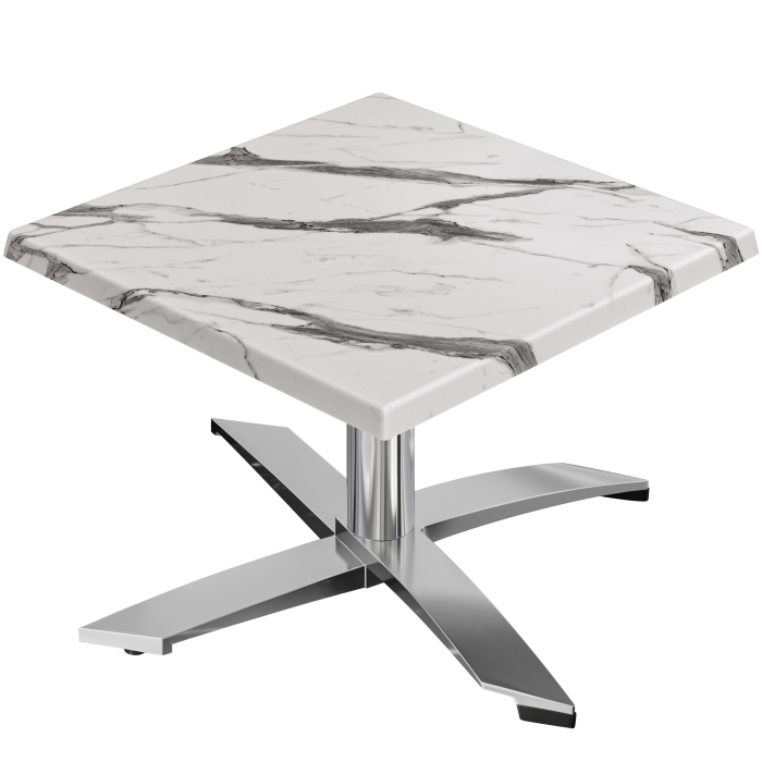 WTG | Werzalit lounge bord | B: T: H:  60 x 60 x 37 cm | Vit marmor / Aluminium | Hopfällbar | Ytterligare vikt