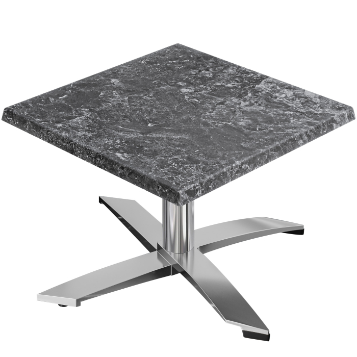 WTG | Tavolo da salotto Werzalit | B: T: H:  60 x 60 x 37 cm | Colore della roccia / Alluminio | Pieghevole | Peso aggiuntivo