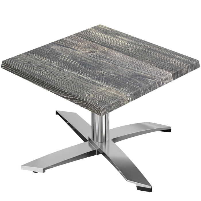 WTG | Werzalit Lounge-pöytä | B:T:H 70 x 70 x 37 cm | Rustikal Kiefer / Aluminium | Klappbar | Zusatzgewicht