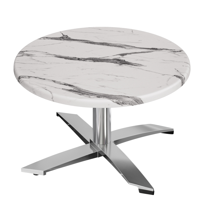 WTG | Werzalit loungebord | Ø:H 60 x 37 cm | Hvid marmor
 / Aluminium | Ekstra vægt