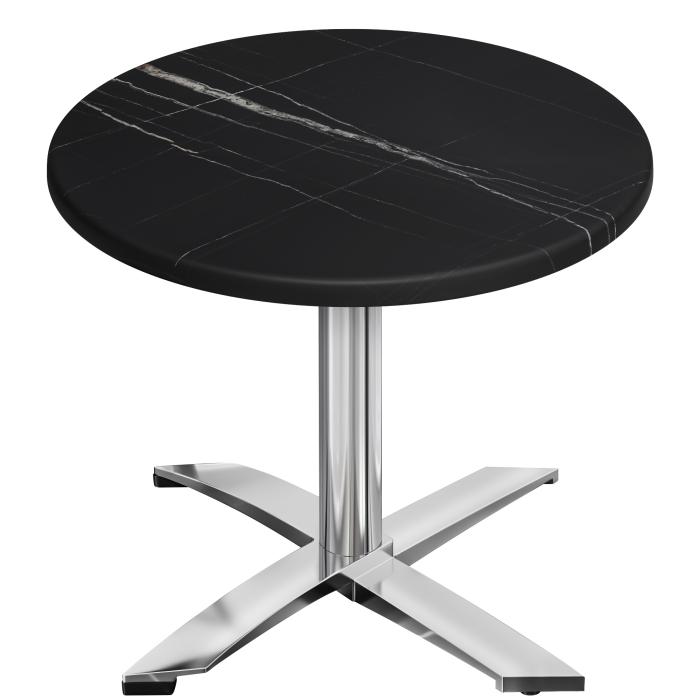 WTG | Bistro Außen Tisch | Ø:H 70 x 75,5 cm | Schwarz Marmor / Aluminium | Rund