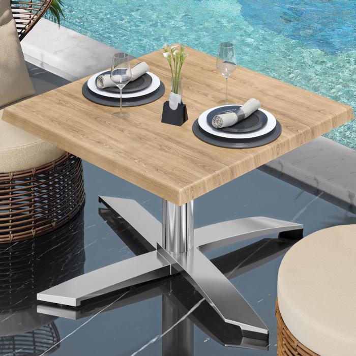 WTG | Werrzalit loungebord | B:D:H  60 x 60 x 37 cm | Eik / Aluminium | Sammenleggbar | Ekstra vekt