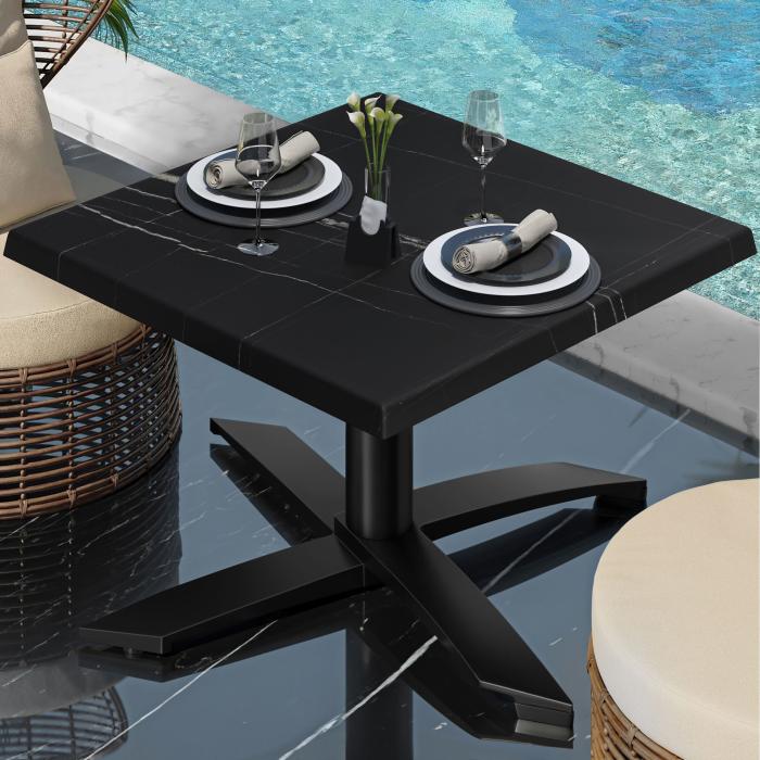 WTG | Werzalit lounge bord | B:D:H 70 x 70 x 37 cm | Svart marmor / Svart | Hopfällbar | Ytterligare vikt WTG | Werzalit lounge bord | B:D:H 70 x 70 x 37 cm | Svart marmor / Svart | Hopfällbar | Ytterligare vikt