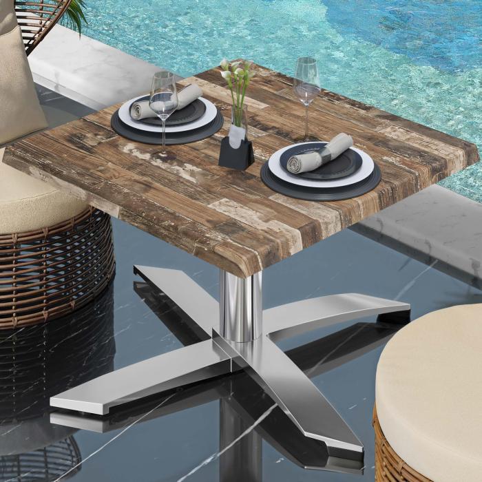 WTG | Werzalit Lounge Table | B: T: H: 60 x 60 x 37 cm | Vintage Old / Aluminium | Foldable | Additional weight WTG | Werzalit Lounge Table | B: T: H: 60 x 60 x 37 cm | Vintage Old / Aluminium | Foldable | Additional weight