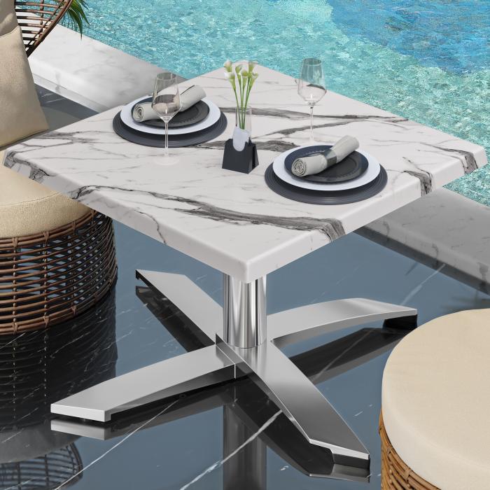WTG | Werrzalit loungebord | B:D:H 60 x 60 x 37 cm | Hvit marmor / Aluminium | Ekstra vekt WTG | Werrzalit loungebord | B:D:H 60 x 60 x 37 cm | Hvit marmor / Aluminium | Ekstra vekt