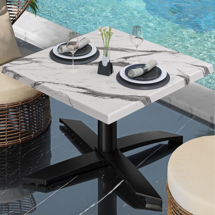 WTG | Werrzalit loungebord | B:D:H  60 x 60 x 37 cm | Hvit marmor / Svart | Sammenleggbar | Ekstra vekt