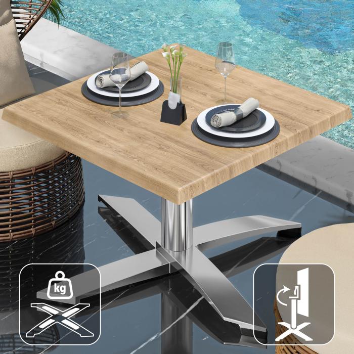 WTG | Werrzalit loungebord | B:D:H  60 x 60 x 37 cm | Eik / Aluminium | Sammenleggbar | Ekstra vekt