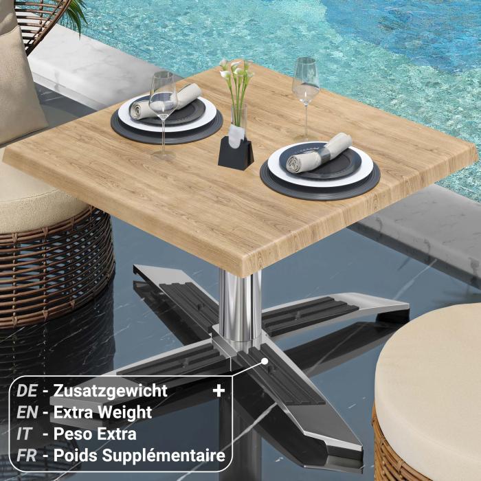 WTG | Werrzalit loungebord | B:D:H  60 x 60 x 37 cm | Eik / Aluminium | Sammenleggbar | Ekstra vekt
