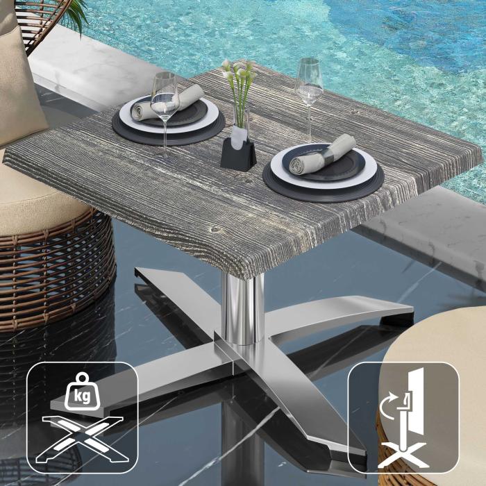 WTG | Werrzalit loungebord | B:D:H 60 x 60 x 37 cm | Rustikk furu / Aluminium | Sammenleggbar | Ekstra vekt WTG | Werrzalit loungebord | B:D:H 60 x 60 x 37 cm | Rustikk furu / Aluminium | Sammenleggbar | Ekstra vekt