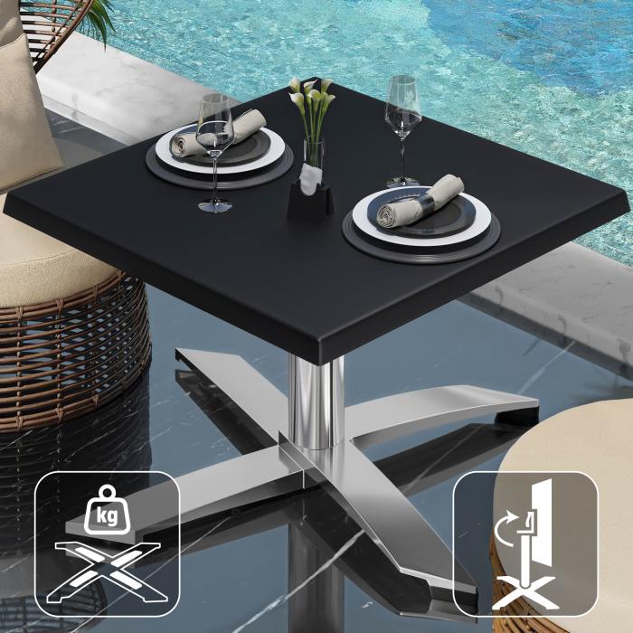 WTG | Werrzalit loungebord | B:D:H 60 x 60 x 37 cm | Svart / Aluminium | Sammenleggbar | Ekstra vekt WTG | Werrzalit loungebord | B:D:H 60 x 60 x 37 cm | Svart / Aluminium | Sammenleggbar | Ekstra vekt