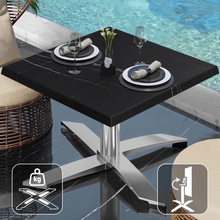 WTG | Werrzalit loungebord | B:D:H  60 x 60 x 37 cm | Svart marmor / Aluminium | Sammenleggbar | Ekstra vekt