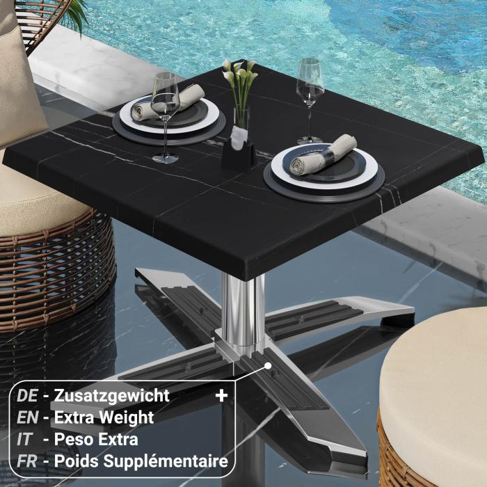 WTG | Werrzalit loungebord | B:D:H  60 x 60 x 37 cm | Svart marmor / Aluminium | Sammenleggbar | Ekstra vekt