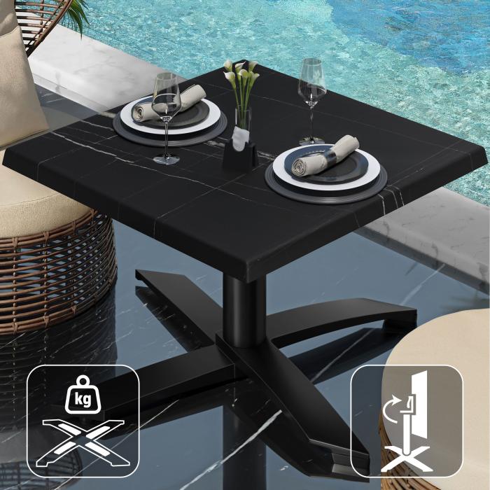 WTG | Werzalit lounge bord | B:D:H 70 x 70 x 37 cm | Svart marmor / Svart | Hopfällbar | Ytterligare vikt WTG | Werzalit lounge bord | B:D:H 70 x 70 x 37 cm | Svart marmor / Svart | Hopfällbar | Ytterligare vikt