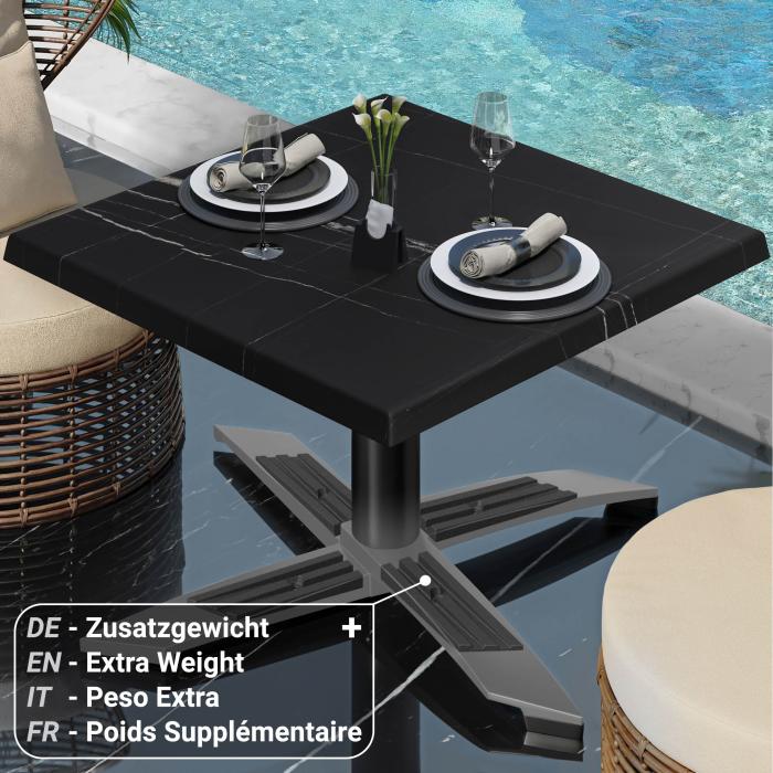 WTG | Werzalit lounge bord | B:D:H 70 x 70 x 37 cm | Svart marmor / Svart | Hopfällbar | Ytterligare vikt WTG | Werzalit lounge bord | B:D:H 70 x 70 x 37 cm | Svart marmor / Svart | Hopfällbar | Ytterligare vikt