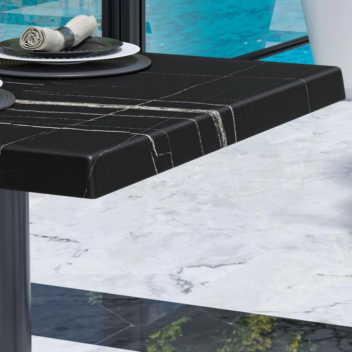 WTG | Werzalit lounge bord | B:D:H 70 x 70 x 37 cm | Svart marmor / Svart | Hopfällbar | Ytterligare vikt WTG | Werzalit lounge bord | B:D:H 70 x 70 x 37 cm | Svart marmor / Svart | Hopfällbar | Ytterligare vikt