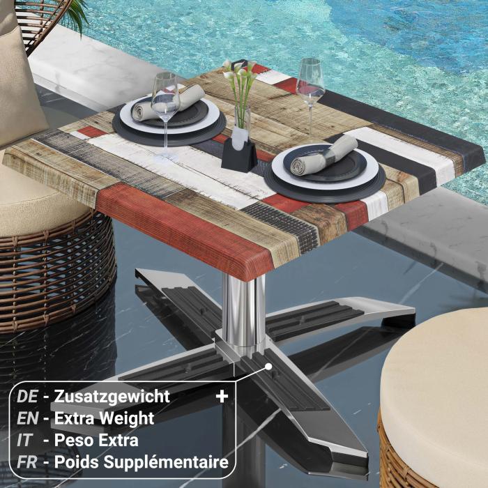 WTG | Werzalit Lounge Table | B: T: H: 60 x 60 x 37 cm | Vintage-Coloured / Aluminium | Foldable | Additional weight WTG | Werzalit Lounge Table | B: T: H: 60 x 60 x 37 cm | Vintage-Coloured / Aluminium | Foldable | Additional weight
