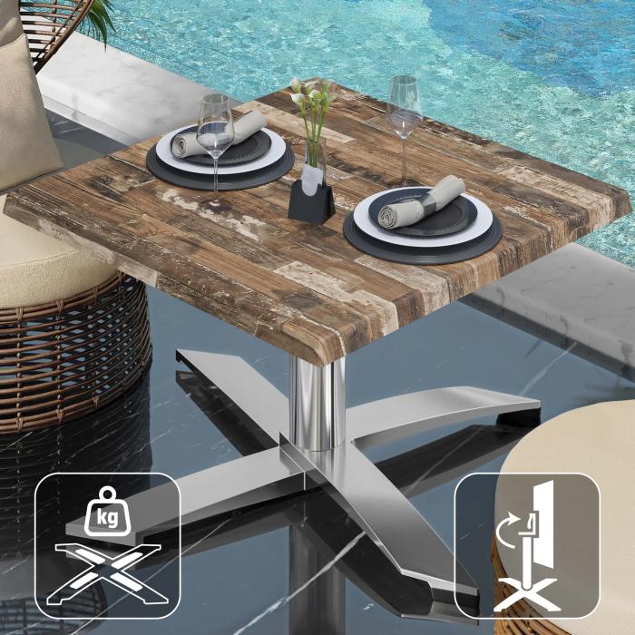 WTG | Werzalit Lounge Table | B: T: H: 60 x 60 x 37 cm | Vintage Old / Aluminium | Foldable | Additional weight WTG | Werzalit Lounge Table | B: T: H: 60 x 60 x 37 cm | Vintage Old / Aluminium | Foldable | Additional weight