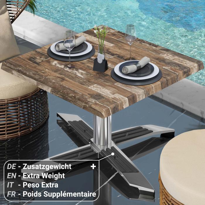 WTG | Werzalit Lounge Table | B: T: H: 60 x 60 x 37 cm | Vintage Old / Aluminium | Foldable | Additional weight WTG | Werzalit Lounge Table | B: T: H: 60 x 60 x 37 cm | Vintage Old / Aluminium | Foldable | Additional weight