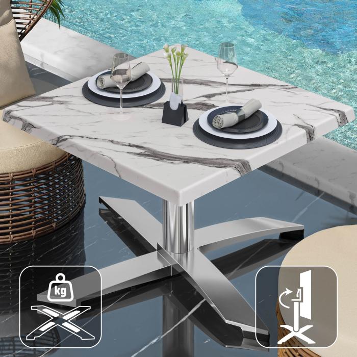 WTG | Werrzalit loungebord | B:D:H 60 x 60 x 37 cm | Hvit marmor / Aluminium | Sammenleggbar | Ekstra vekt WTG | Werrzalit loungebord | B:D:H 60 x 60 x 37 cm | Hvit marmor / Aluminium | Sammenleggbar | Ekstra vekt