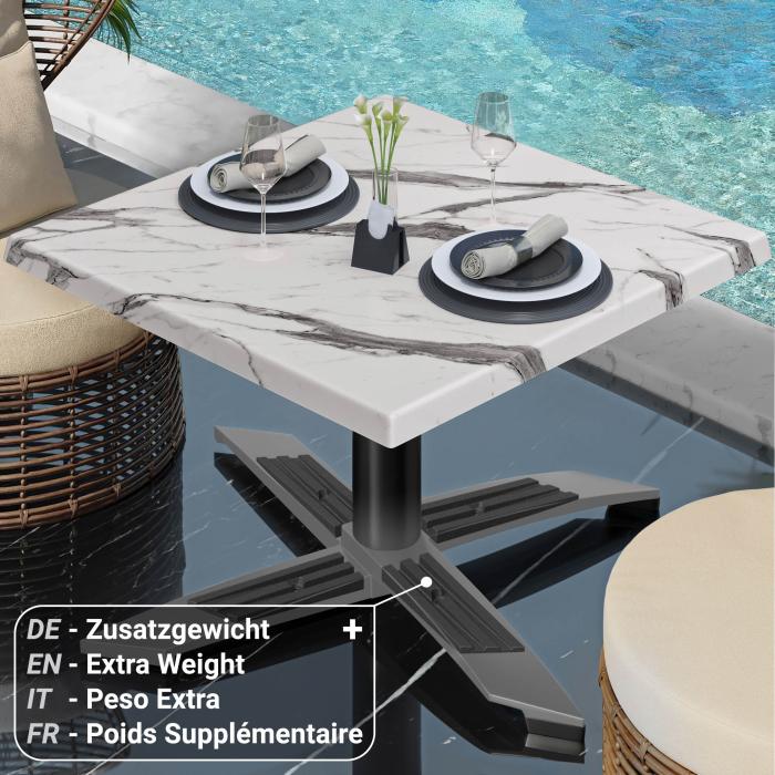 WTG | Werrzalit loungebord | B:D:H  60 x 60 x 37 cm | Hvit marmor / Svart | Sammenleggbar | Ekstra vekt