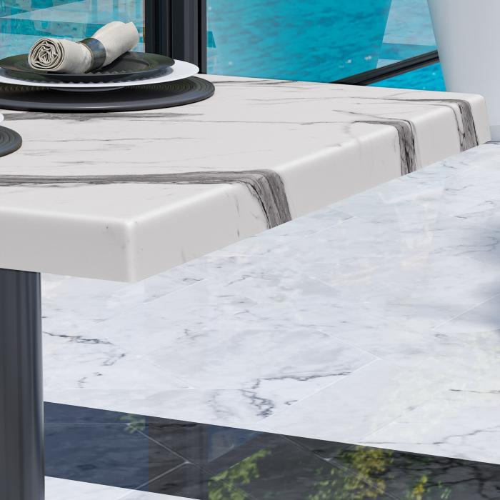 WTG | Werrzalit loungebord | B:D:H  60 x 60 x 37 cm | Hvit marmor / Svart | Sammenleggbar | Ekstra vekt