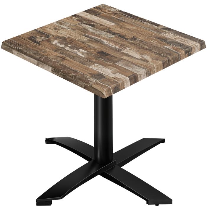 WTG | Bistro Außen Tisch | B: T: H:  70 x 70 x 75,5 cm | Vintage Old / Schwarz | Quadratisch | Klappbar + Zusatzgewicht
