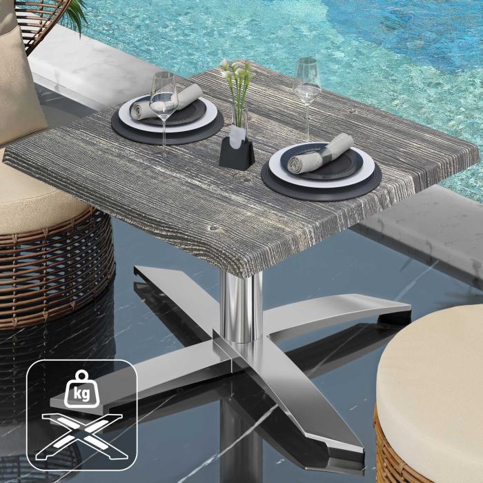 WTG | Werrzalit loungebord | B:D:H 60 x 60 x 37 cm | Rustikk furu / Aluminium | Ekstra vekt WTG | Werrzalit loungebord | B:D:H 60 x 60 x 37 cm | Rustikk furu / Aluminium | Ekstra vekt