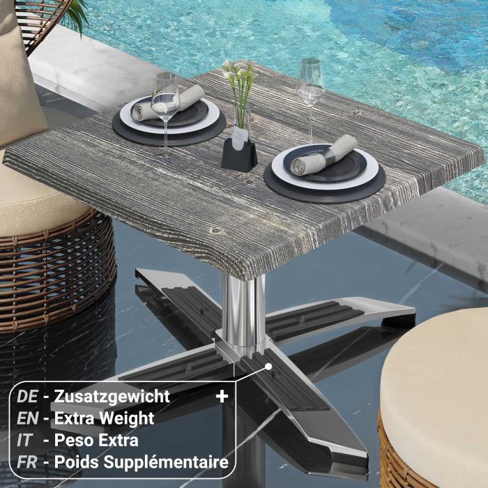 WTG | Werrzalit loungebord | B:D:H 60 x 60 x 37 cm | Rustikk furu / Aluminium | Ekstra vekt WTG | Werrzalit loungebord | B:D:H 60 x 60 x 37 cm | Rustikk furu / Aluminium | Ekstra vekt