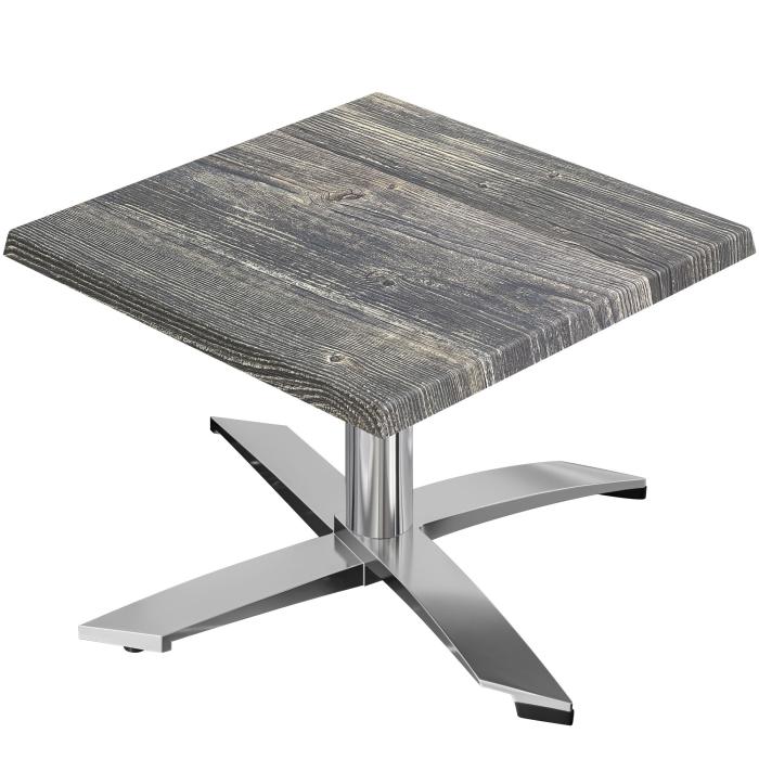 WTG | Werrzalit loungebord | B:D:H 60 x 60 x 37 cm | Rustikk furu / Aluminium | Ekstra vekt WTG | Werrzalit loungebord | B:D:H 60 x 60 x 37 cm | Rustikk furu / Aluminium | Ekstra vekt