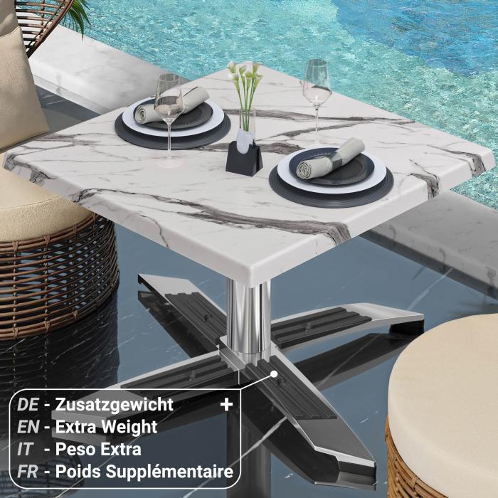 WTG | Werrzalit loungebord | B:D:H 60 x 60 x 37 cm | Hvit marmor / Aluminium | Ekstra vekt WTG | Werrzalit loungebord | B:D:H 60 x 60 x 37 cm | Hvit marmor / Aluminium | Ekstra vekt