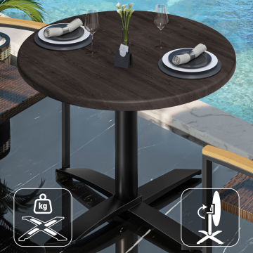 WTG | 31257 | Ø:Al 60 x 75,5 cm | Wenge / Negro | Redondo | Plegable + peso adicional