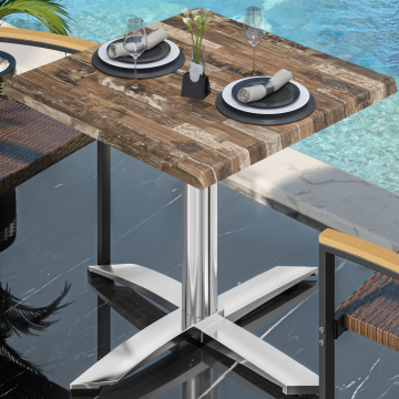 WTG | 31257 | An: Pr: Al: 60 x 60 x 75,5 cm | Vintage Antiguo / Aluminio | Cuadrado