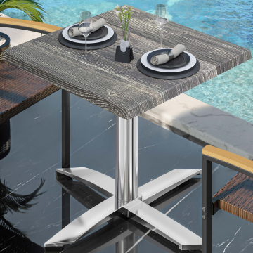 WTG | 31257 | B: D: H: 60 x 60 x 75,5 cm | Rustik fyrretræ / aluminium | Firkantet