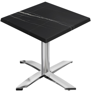 WTG | 31257 | B: D: H: 60 x 60 x 75,5 cm | Zwart marmer / aluminium | Vierkant | Opvouwbaar + extra gewicht