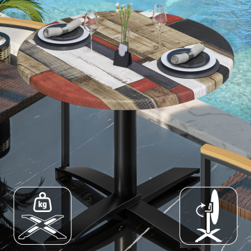 WTG | 31257 | Ø:H 60 x 75,5 cm | Colore vintage / nero | Rotondo | Pieghevole + peso aggiuntivo