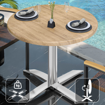 WTG | 31257 | Ø:H 60 x 75,5 cm | Eik/aluminium | Rundt | Sammenleggbar + tilleggsvekt
