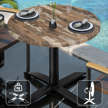 WTG | 31257 | Ø:H 60 x 75,5 cm | Vintage Oud / Zwart | Rond | Opvouwbaar + extra gewicht