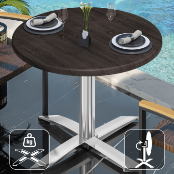 WTG | 31257 | Ø:H 60 x 75,5 cm | Wenge / aluminium | Rundt | Sammenleggbar + tilleggsvekt