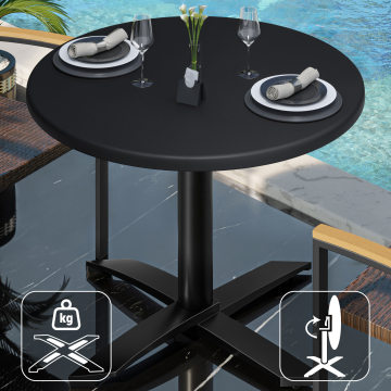 WTG | 31257 | Ø:H 70 x 75,5 cm | Noir / Noir | Rond | Pliable + poids supplémentaire