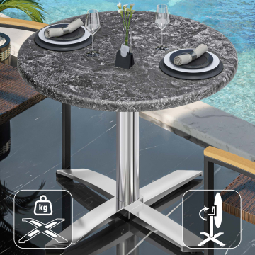 WTG | 31257 | Ø:H 70 x 75,5 cm | Rotsen / Aluminium | Rond | Opvouwbaar + extra gewicht