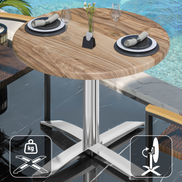 WTG | 31257 | Ø:H 70 x 75,5 cm | Sheesham / Aluminium | Rond | Opvouwbaar + extra gewicht