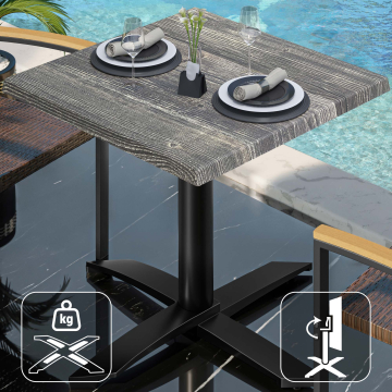 WTG | 31257 | L : P : H : 60 x 60 x 75,5 cm | Pin rustique / noir | Carré | Pliable + poids supplémentaire