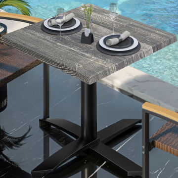 WTG | Bistro Außen Tisch | B: T: H:  60 x 60 x 75,5 cm | Rustikal Kiefer / Schwarz | Quadratisch