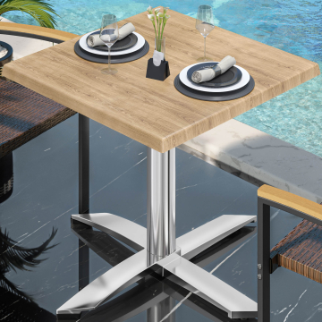 WTG | Bistro Außen Tisch | B: T: H:  70 x 70 x 75,5 cm | Eiche / Aluminium | Quadratisch