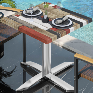 WTG | Bistro Außen Tisch | B: T: H:  70 x 70 x 75,5 cm | Vintage Bunt / Aluminium | Quadratisch