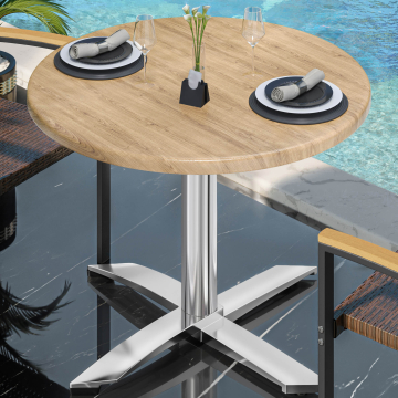 WTG | Bistro Außen Tisch | Ø:H 70 x 75,5 cm | Eiche / Aluminium | Rund