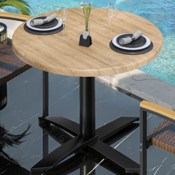 WTG | Bistro Außen Tisch | Ø:H 70 x 75,5 cm | Eiche / Schwarz | Rund